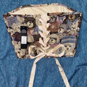 UNIQUE Fashion Nova Vintage-look Teddy Bear Lace-Up Corset Top